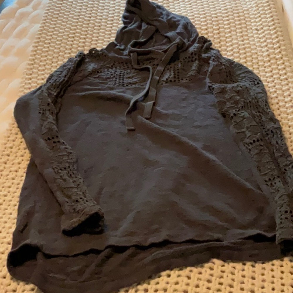 Black Lace Sleeve Hoodie